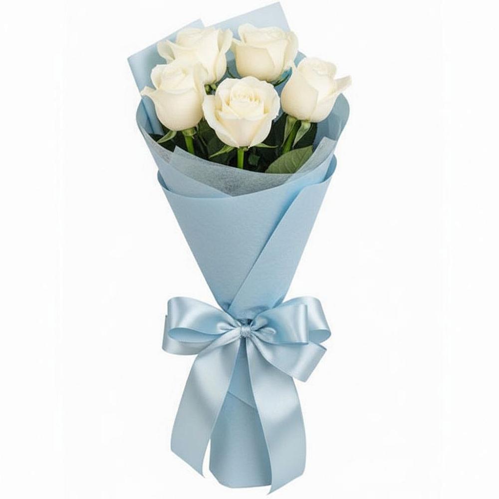 Букет 5 Белых роз Проуд в Ядрино