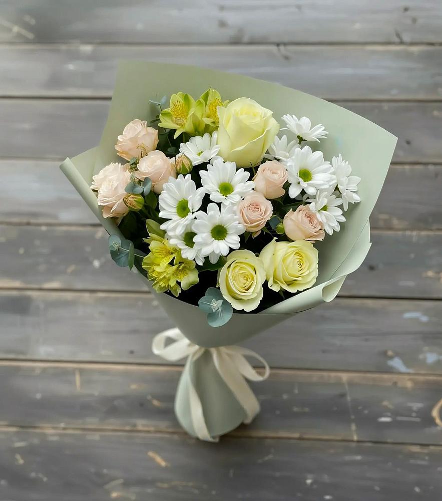 Букет цветов из: Альстромерии, Розы и Хризантемы в Ядрино