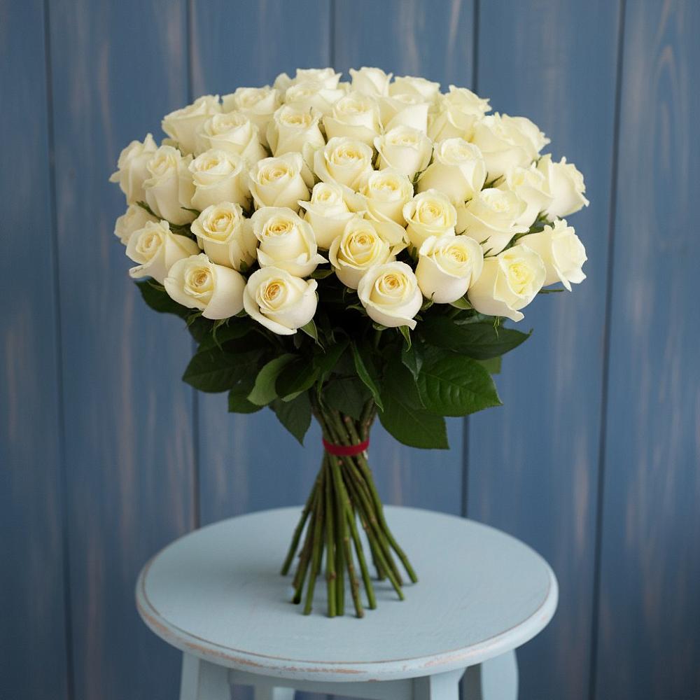 Букет 51 Белая роза Эдлесс Лав в Ядрино