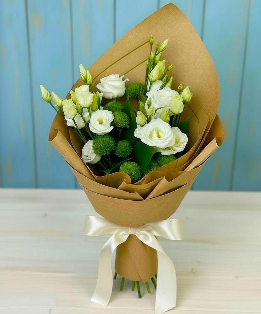 Букет цветов из: Хризантемы и Лизиантусы в Ядрино