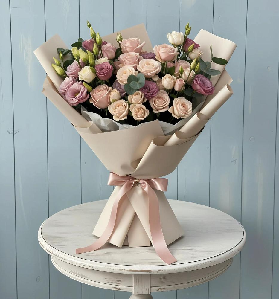 Букет цветов из: Розы и Лизиантусы в Ядрино