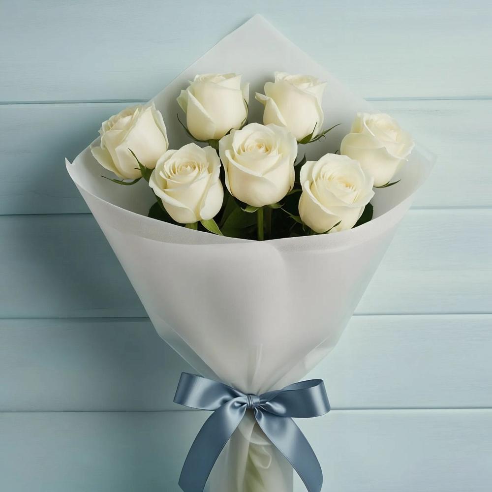 Букет 7 Белых роз Эдлесс Лав в Ядрино
